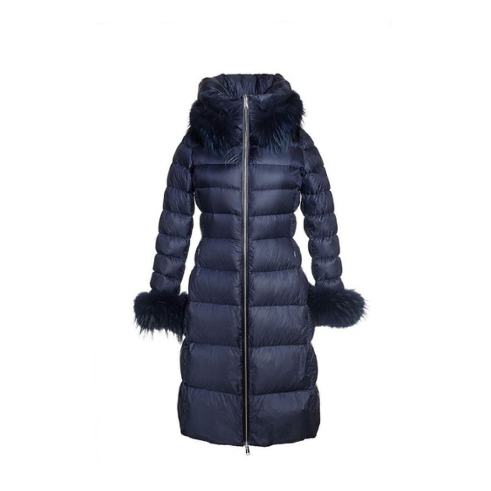 ADD - Down Coat With Fur Trim - Navy - 42